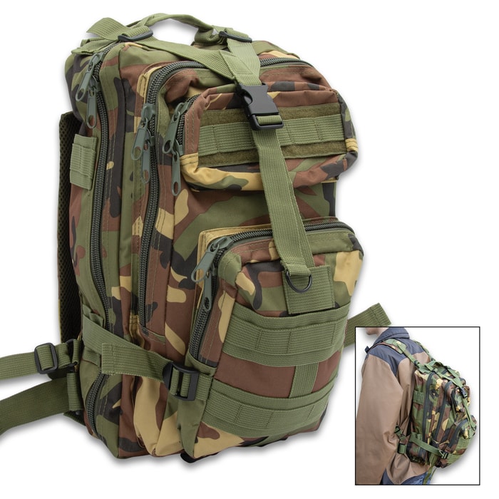 Full image of the camo OPS Tactical Assault Backpack.